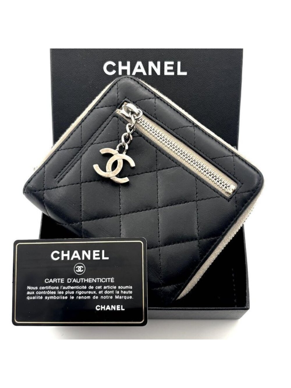 Chanel Wallet Quilted Zip Around Bifold